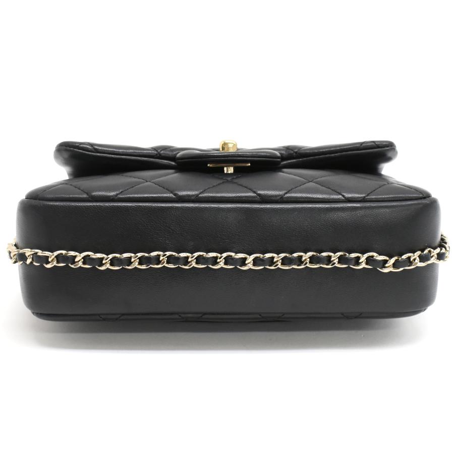 CHANEL シャネル AS1436 マトラッセ スモールフラップ パールデザイン チェーンショルダーバッグ ラムスキン ブラック ゴールド金具 レディース CHANEL（シャネル） AS1436 マトラッセ スモールフラップ パール