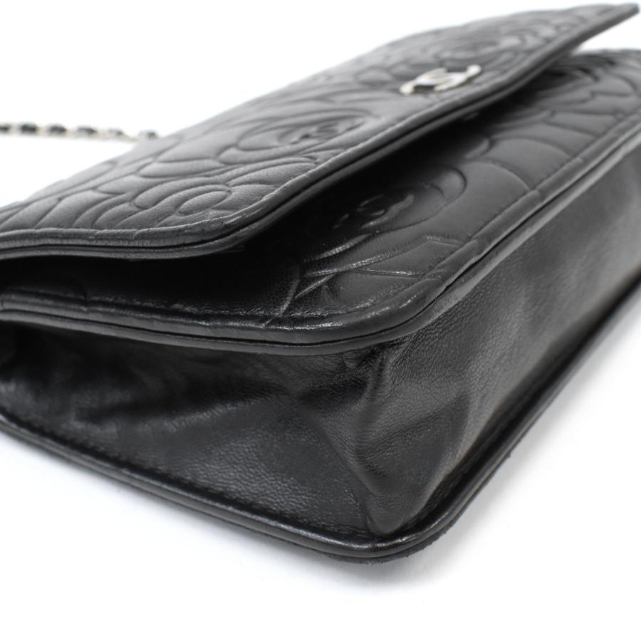 新品同様 シャネル カメリア チェーンウォレット ショルダーバッグ A47421 ココマーク ラムスキン レザー CHANELの画像