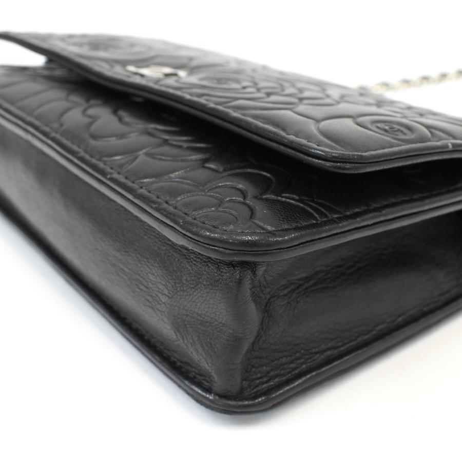 新品同様 シャネル カメリア チェーンウォレット ショルダーバッグ A47421 ココマーク ラムスキン レザー CHANELの画像