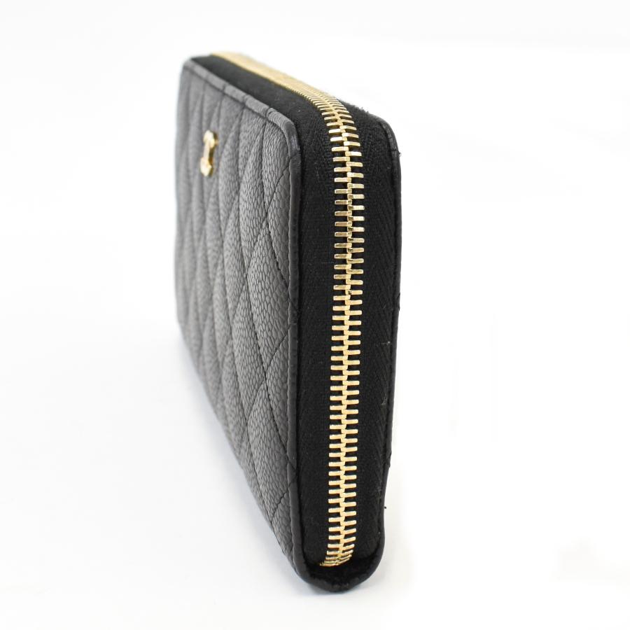 シャネル CHANEL ココマーク マトラッセ A50097 ウォレット 長財布 キャビアスキン ブラック CHANEL（シャネル） ココマーク ロゴ ラウンドファスナー長財布 A50097