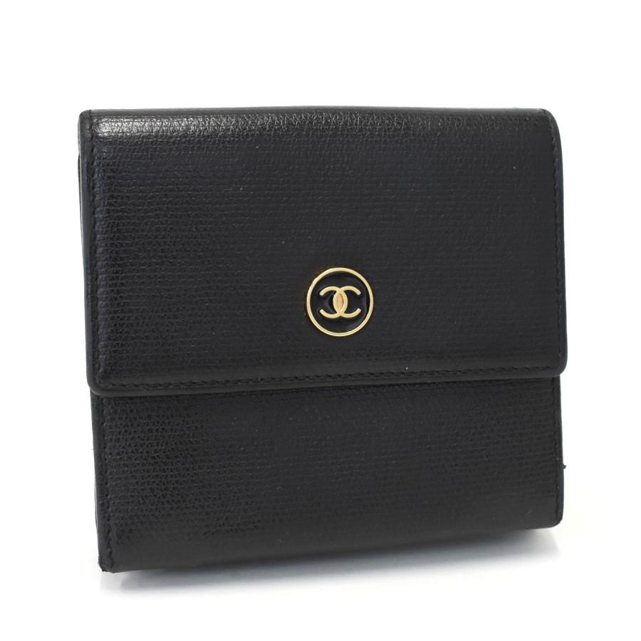 ♡*！様 シャネルココボタン　ダブルホック折り財布 CHANEL（シャネル） 三つ折り財布 Wホック ココボタン レザー ブラック