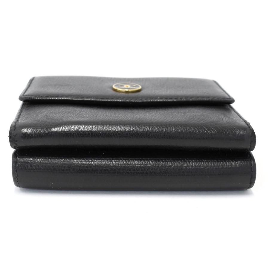 CHANEL（シャネル） 三つ折り財布 Wホック ココボタン レザー ブラック