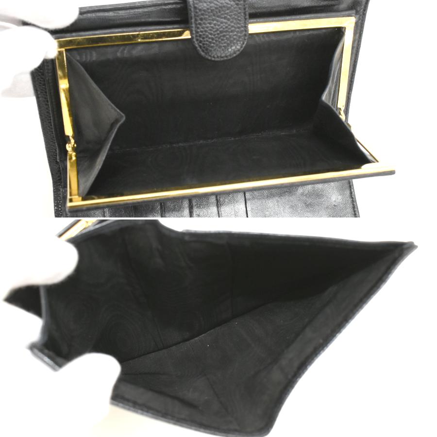 キャビアスキン シャネル 二つ折り 縦型 長財布 A13498 ココマーク