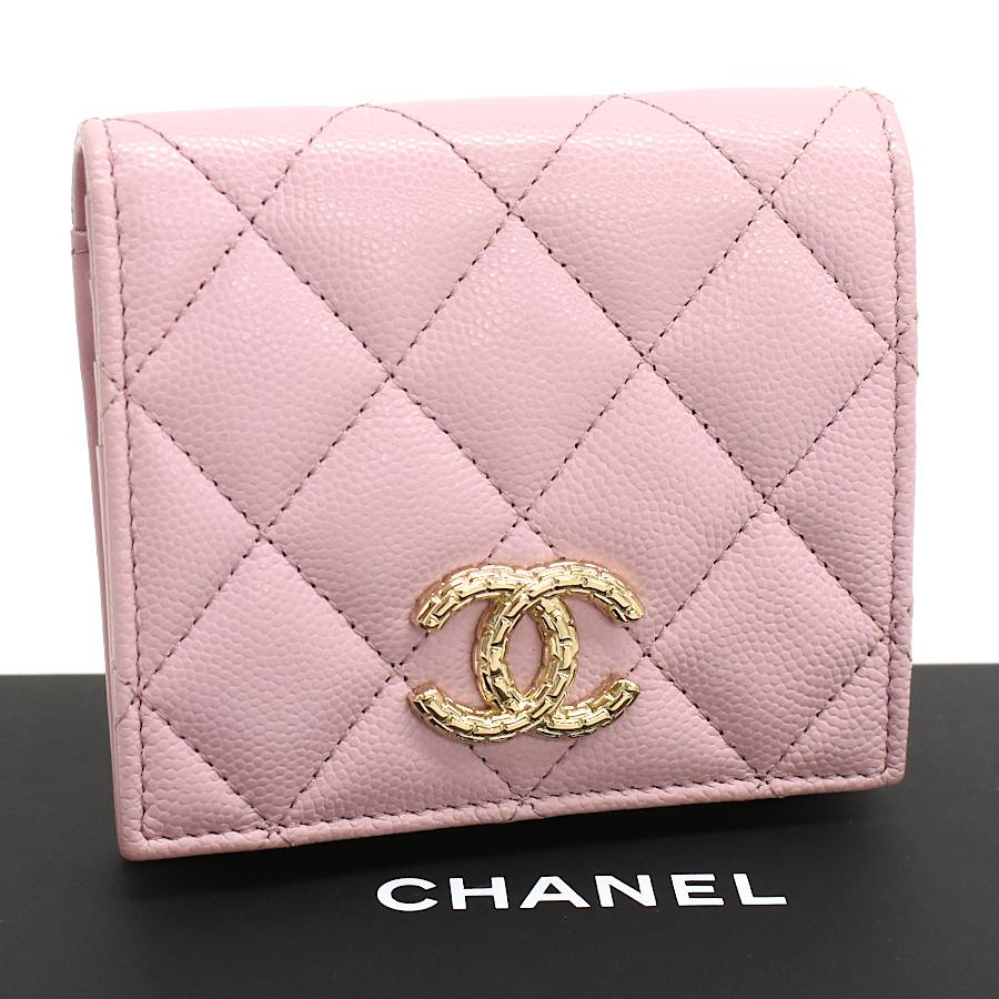 キャビアスキン 未使用品 シャネル ココマーク スモールウォレット 二つ折り財布 AP3185 マトラッセ レザー CHANEL : メル ...