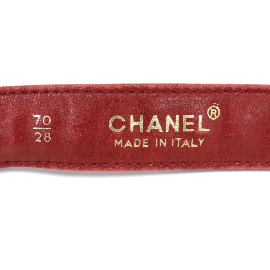 CHANEL（シャネル） チェーン ベルト レザー レッド ゴールド金具 #70
