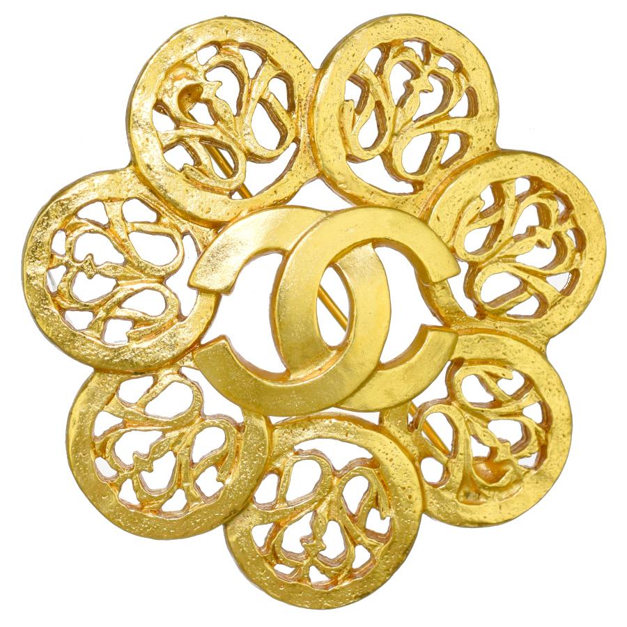 CHANEL ブローチ ココマーク フラワー ホワイトシェル ゴールド 95A CHANEL（シャネル） ココマーク ブローチ 95A GP ゴールドカラー