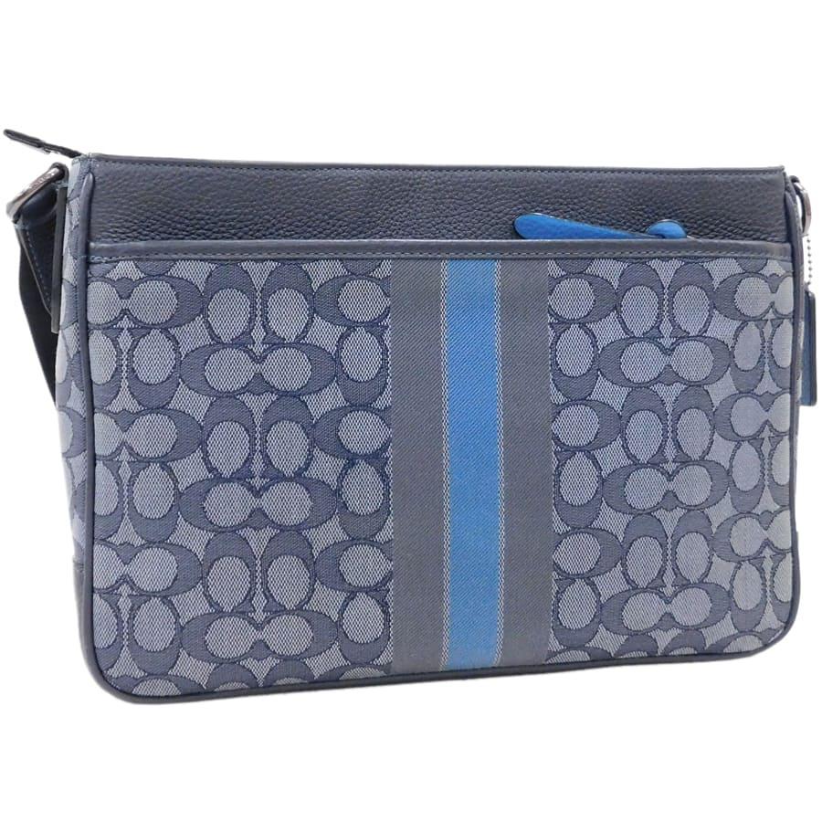 COACH キャンバス レザー ショルダーバッグ ネイビー　C5291 COACH 新品同様 コーチ ショルダーバッグ C5291 ネイビー系
