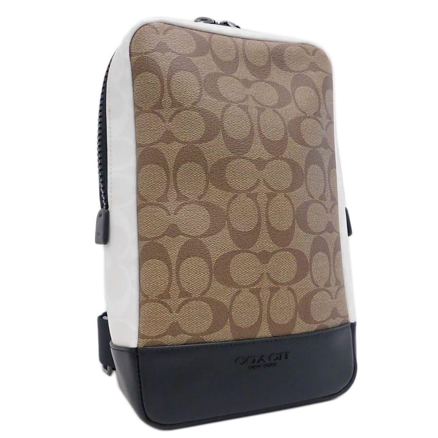 【極美品】COACHコーチ　ボディバッグ　メンズ　シグネチャー　レザー×PVC COACH 新品同様 コーチ ボディバッグ C2952 マルチカラー系