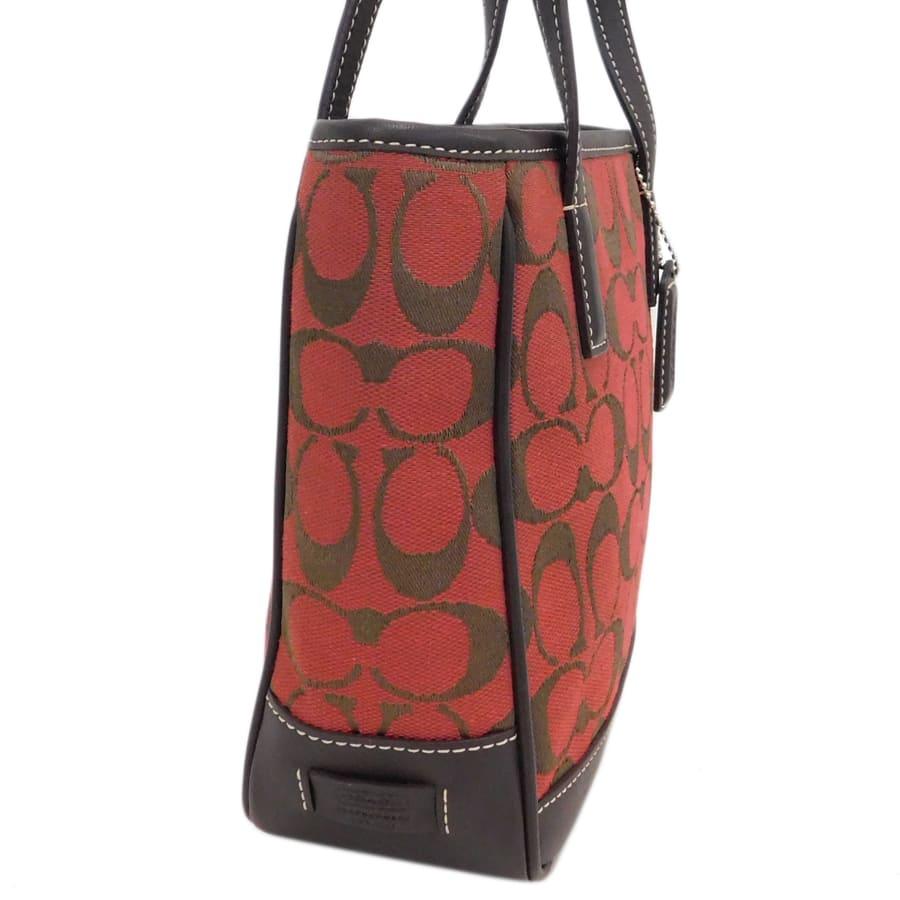 コーチ ミニバッグ　ハンドバッグ　シグネチャー　6087 COACH（コーチ） 新品同様 ミニバッグ 6087 ブラウン×レッド系