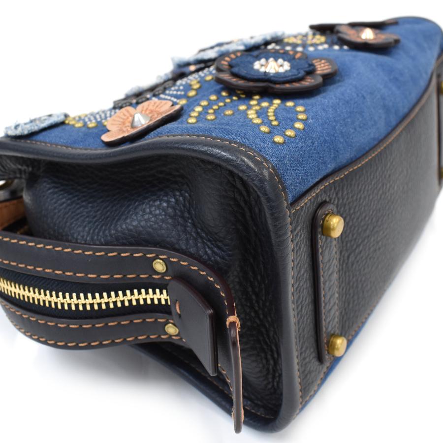 COACH（コーチ） 新品同様 デニム アンド レザー ティーローズ