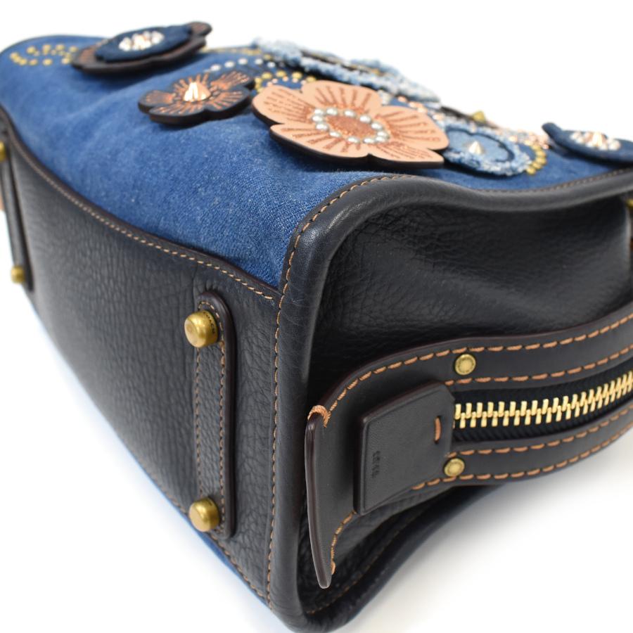 COACH（コーチ） 新品同様 デニム アンド レザー ティーローズ