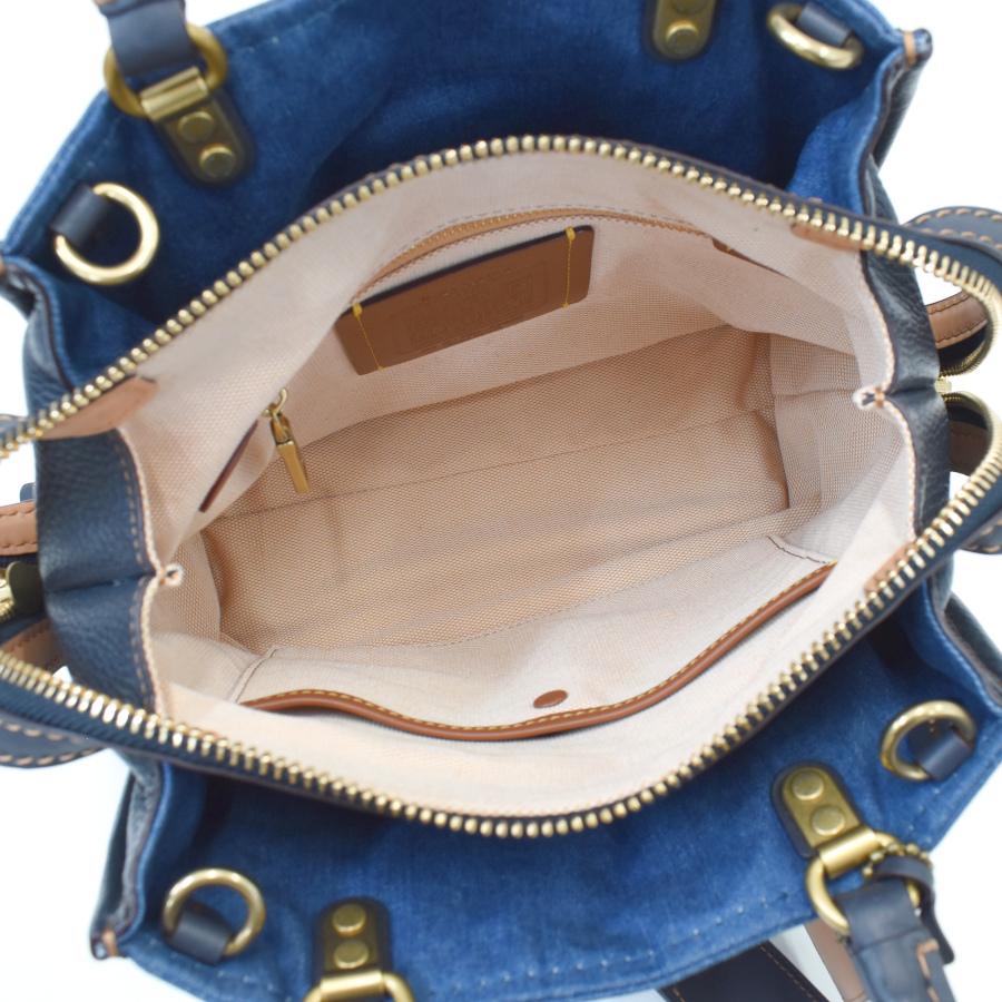 COACH（コーチ） 新品同様 デニム アンド レザー ティーローズ