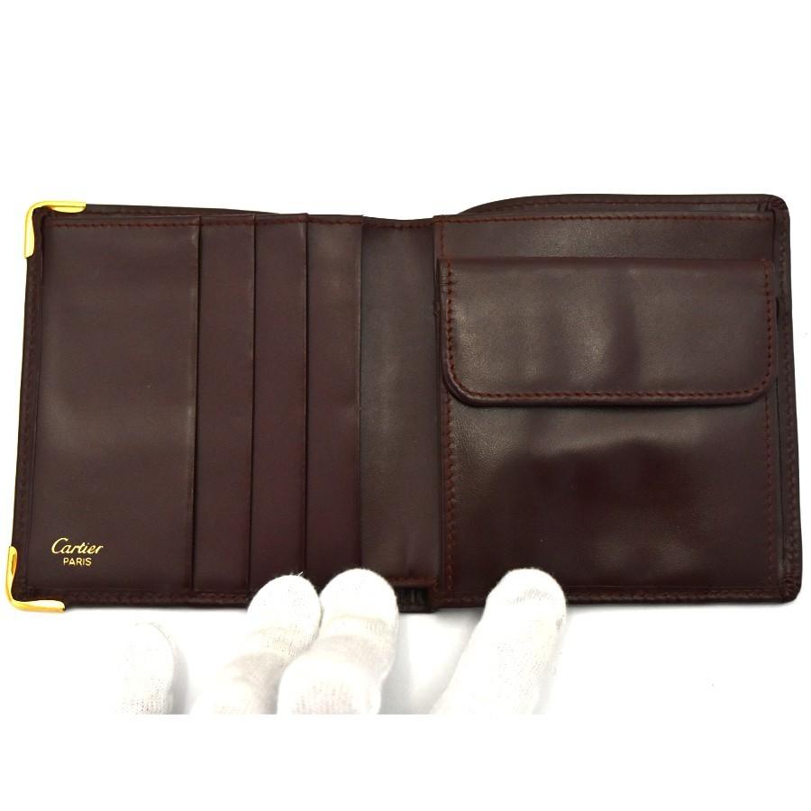 上品 ボルドー レザー ユニセックス 二つ折り財布 カルティエ マストライン Cartier ヴィンテージ 二つ折り財布 Demolition Training