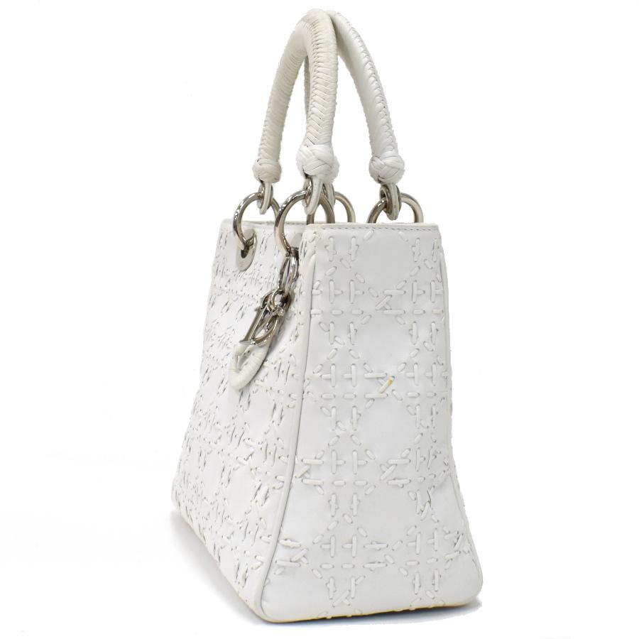 Christian Dior カナージュ　ホワイト　アイボリー　ハンドバッグ　白 極美品】Christian Dior ディオール レディディオール スモール