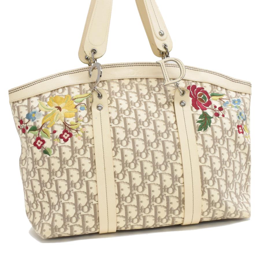 Dior ディオール　トロッター　花柄刺繍ハンドバッグ　ミニトート　ヴィンテージ Dior ディオールトロッター花柄刺繍ハンドバッグミニトート
