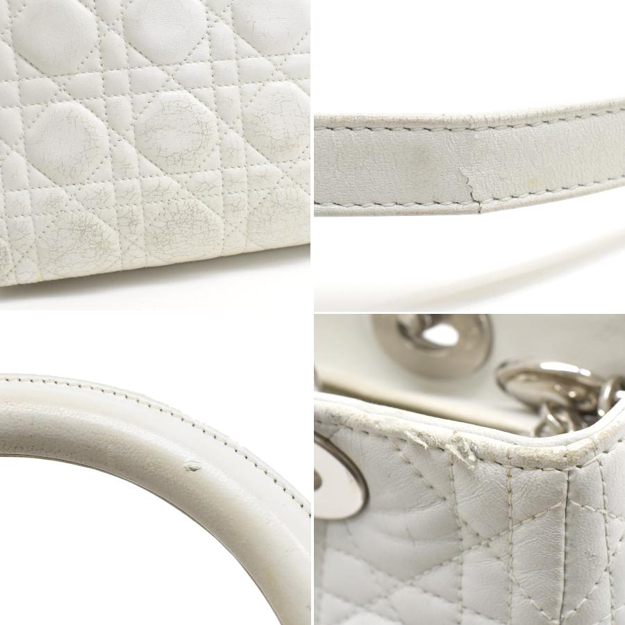 Christian Dior クリスチャンディオール レディディオール ミディアム 2wayハンドバッグ カナージュ スタッズ ホワイト レザー Lady Dior クリスチャンディオール レディディオール ミディアム