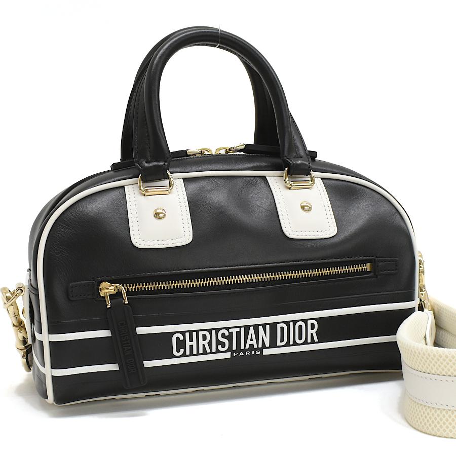 Christian Dior クリスチャン ディオール ヴァイブ スモール ボウリングバッグ ハンドバッグ 2WAY ショルダーバッグ レザー ブラック 黒 M6209OOBR Christian Dior（クリスチャン・ディオール） ヴァイブ スモール