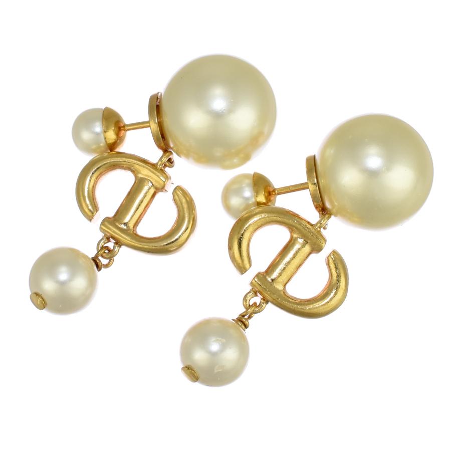 美品　DIOR ディオール　ピアス　トライバル　パール　ロゴ　ゴールド ディオール Dior Tribales ディオール トライバル ピアス(両耳用