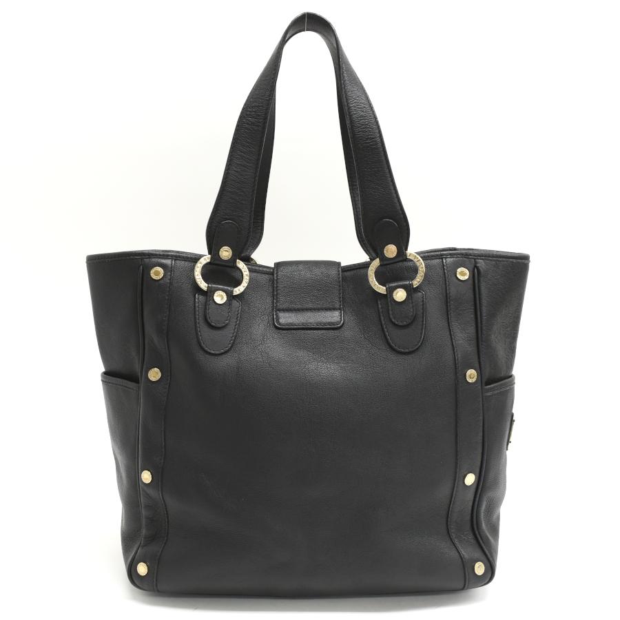 BVLGARI（ブルガリ） トート ハンドバッグ レザー ブラック ゴールド
