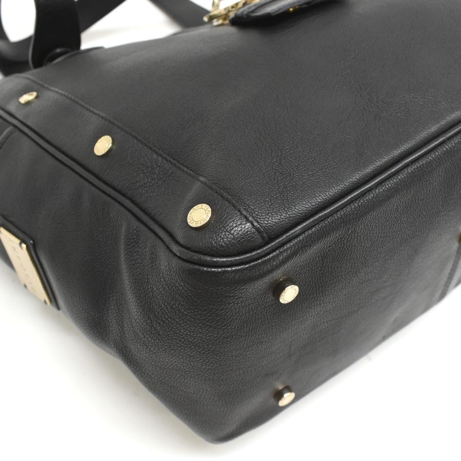 BVLGARI（ブルガリ） トート ハンドバッグ レザー ブラック ゴールド