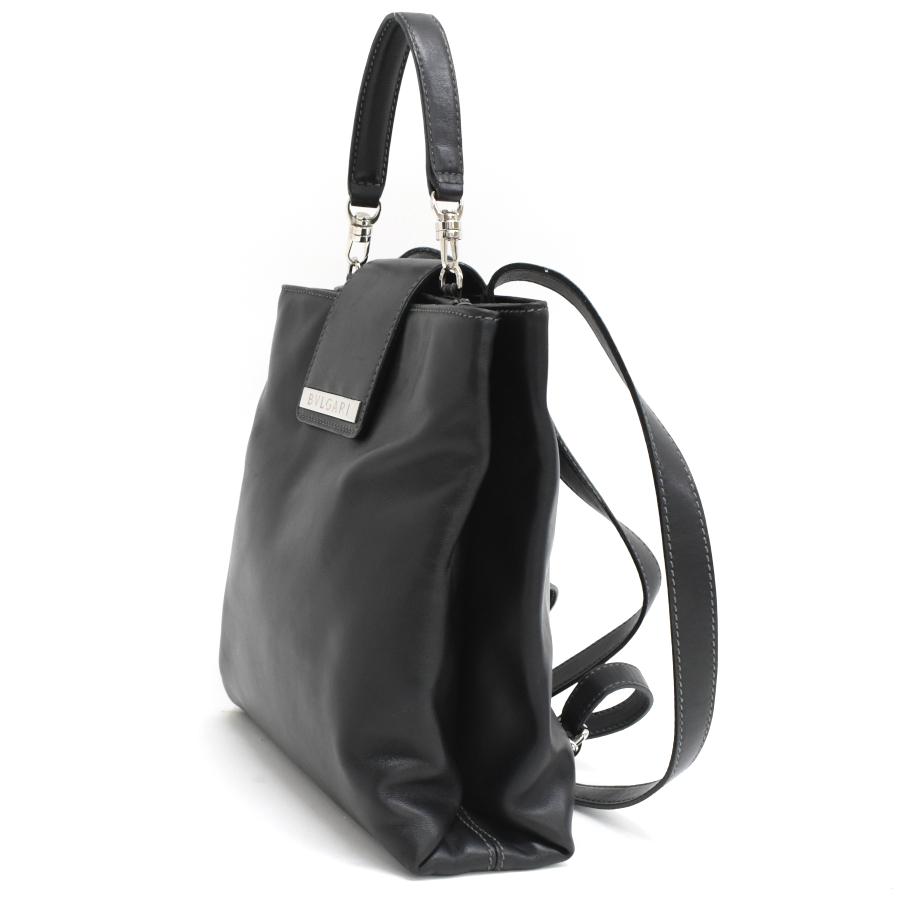 ブリガリリュック本革 BVLGARI ブルガリ リュックサック バックパック レザー ブラック