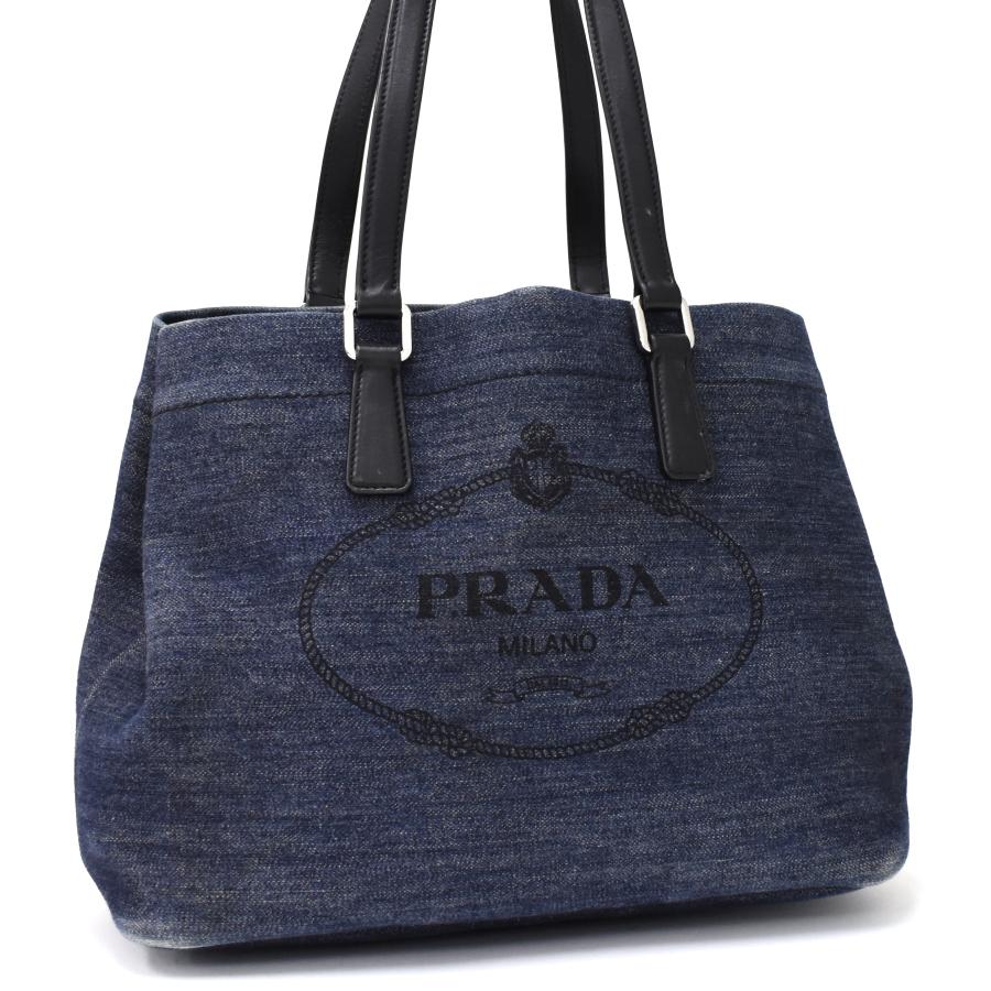 PRADA 1点限定 プラダ トート ショルダーバッグ 1BG356 デニム レザー  