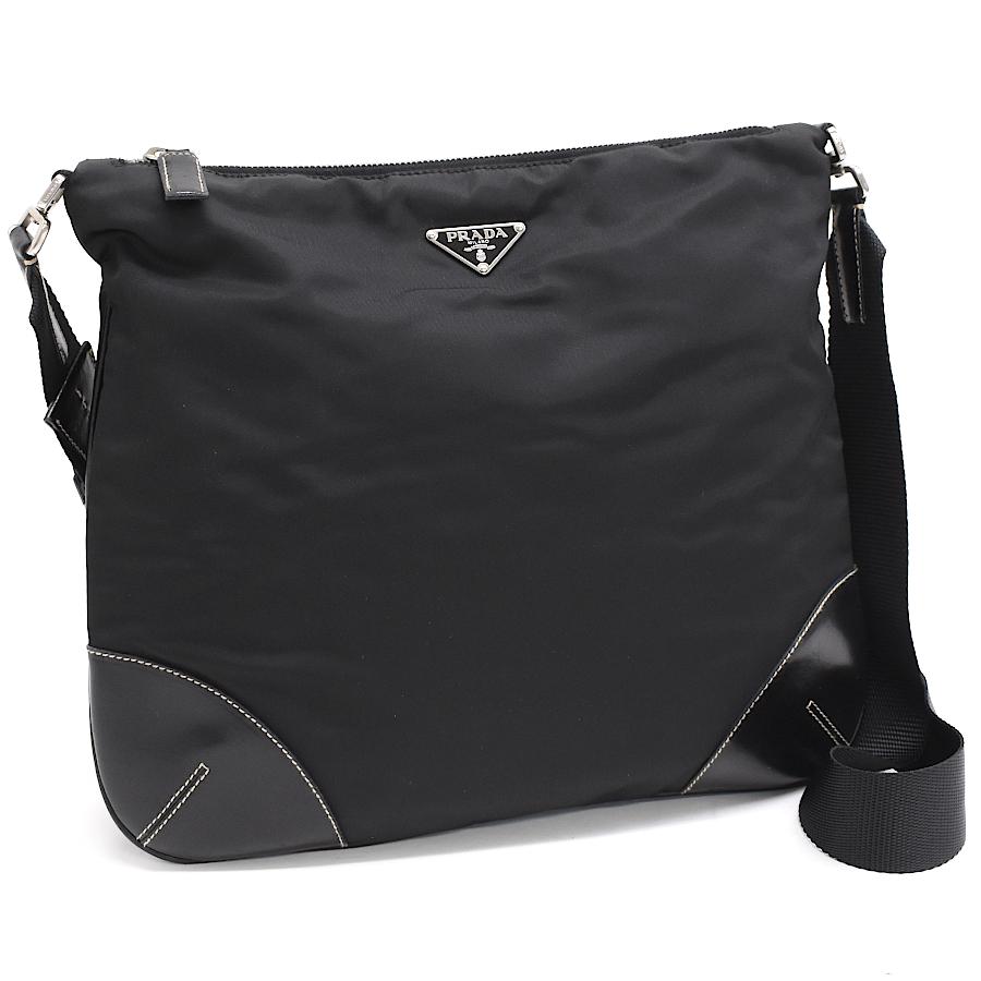 PRADA プラダ クロスボディ ショルダーバッグ ナイロン レザー ネロ 