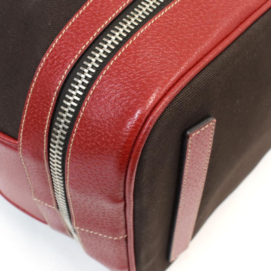 PRADA プラダ ボストン ハンドバッグ レザー キャンバス レッド