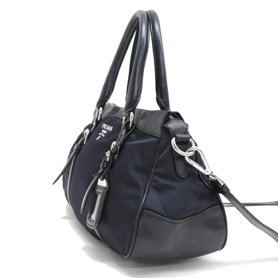 プラダ 2way ハンドバッグ ショルダーバッグ ナイロン レザー ネイビー PRADA_1