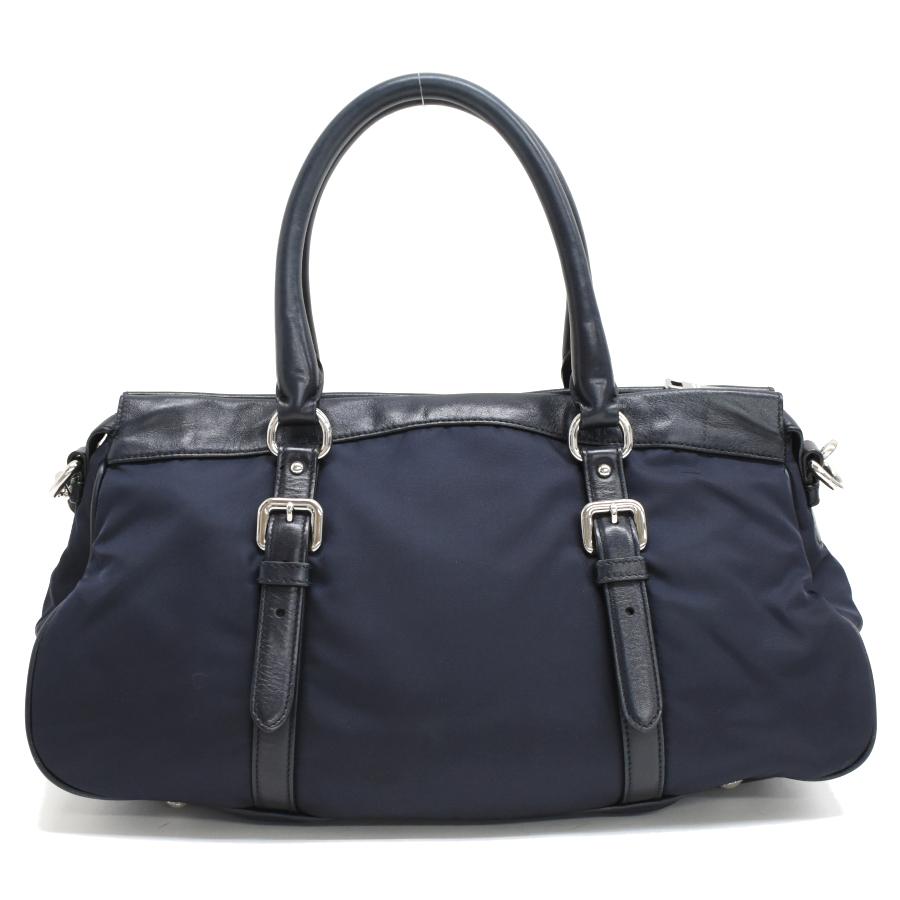 プラダ 2way ハンドバッグ ショルダーバッグ ナイロン レザー ネイビー PRADA_2