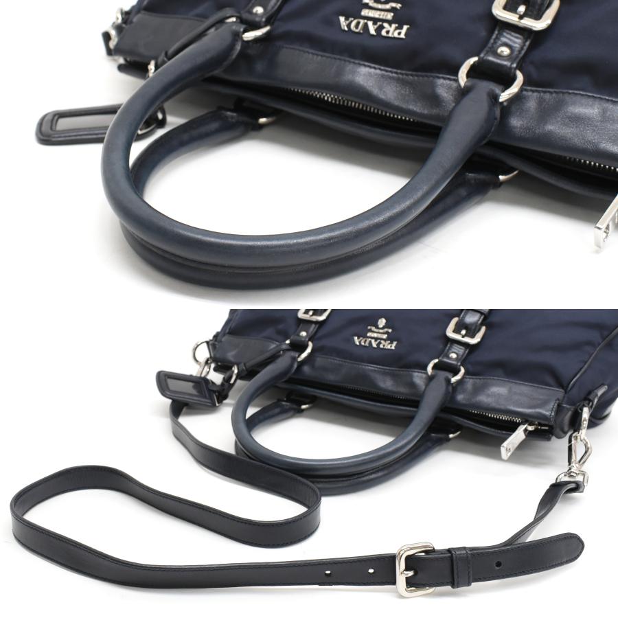 プラダ 2way ハンドバッグ ショルダーバッグ ナイロン レザー ネイビー PRADA_6