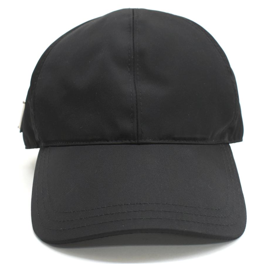 良品 プラダ ナイロン 三角プレートロゴ ベースボール キャップ 帽子 ブラック ☆Prada プラダ☆Re-Nylon ベースボールキャップ ブラック