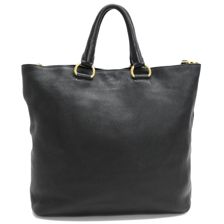 プラダ 2way トートバッグ レザー ブラック ゴールド金具 PRADA_2