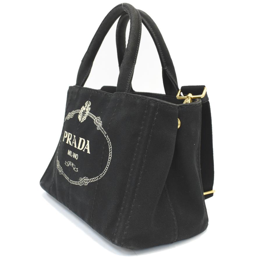 プラダ カナパ トートバッグ 2way ショルダーバッグ 1BG439 キャンバス ブラック トライアングルロゴ PRADA_1