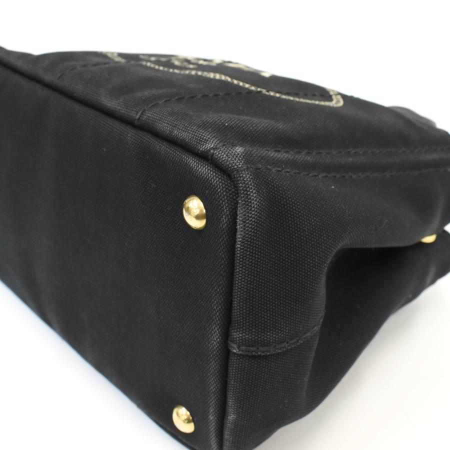 プラダ カナパ トートバッグ 2way ショルダーバッグ 1BG439 キャンバス ブラック トライアングルロゴ PRADA_5