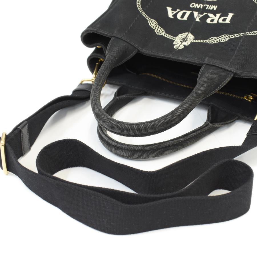 プラダ カナパ トートバッグ 2way ショルダーバッグ 1BG439 キャンバス ブラック トライアングルロゴ PRADA_6
