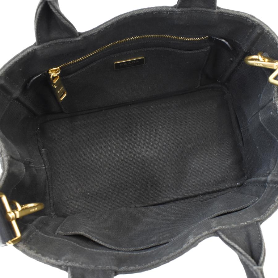 プラダ カナパ トートバッグ 2way ショルダーバッグ 1BG439 キャンバス ブラック トライアングルロゴ PRADA_7