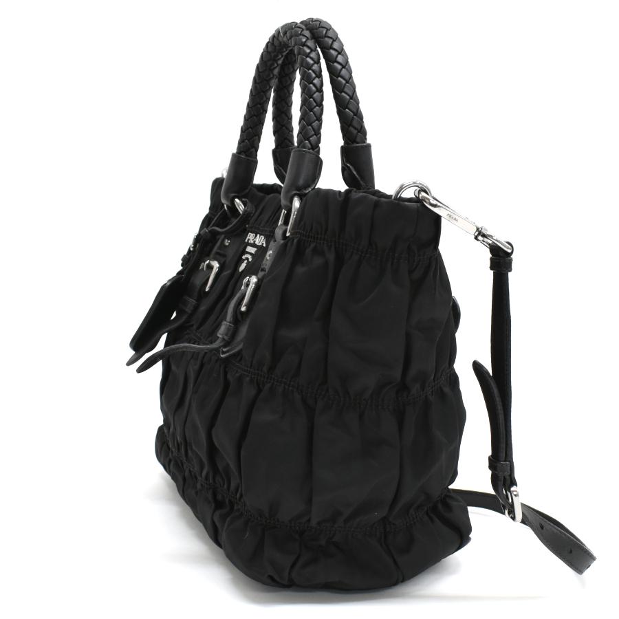 PRADA（プラダ） 2way ハンドバッグ ギャザー ナイロン ブレイディド 