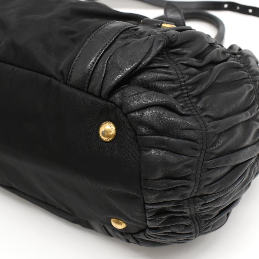 PRADA（プラダ） ギャザー 2way ハンドバッグ BN1793 TESSUTO NAPPA