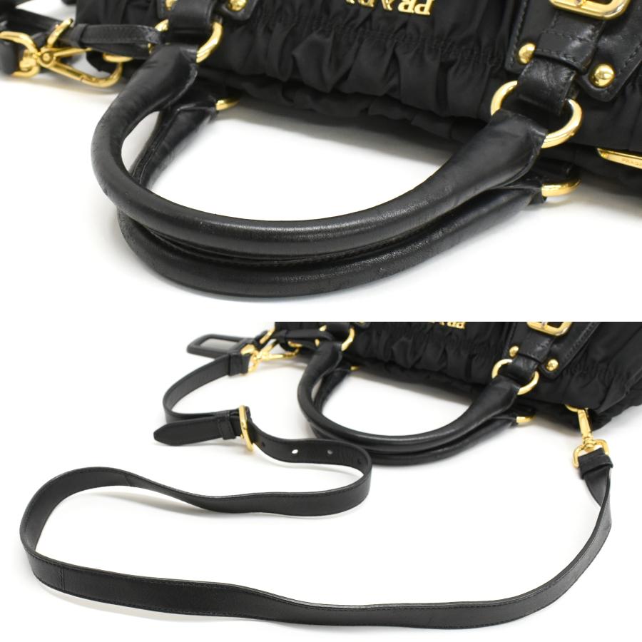 PRADA（プラダ） 2way ハンドバッグ ギャザー ナイロン ブラック