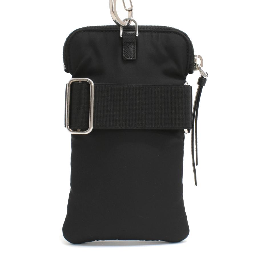 新品同様 プラダ ショルダーバッグ スマートフォンケース ナイロン ブラック トライアングルロゴプレート PRADA