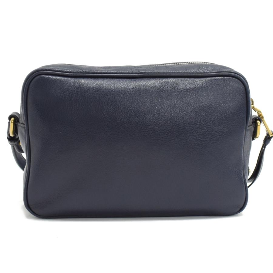 プラダ クロスボディ ショルダーバッグ カメラバッグ エングレイブドロゴ レザー ネイビー ゴールド金具 PRADA_2