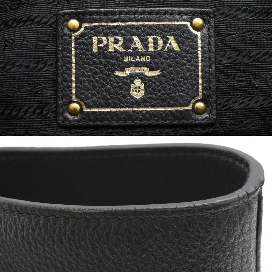 PRADA（プラダ） ショルダー トートバッグ レザー ネイビー ゴールド