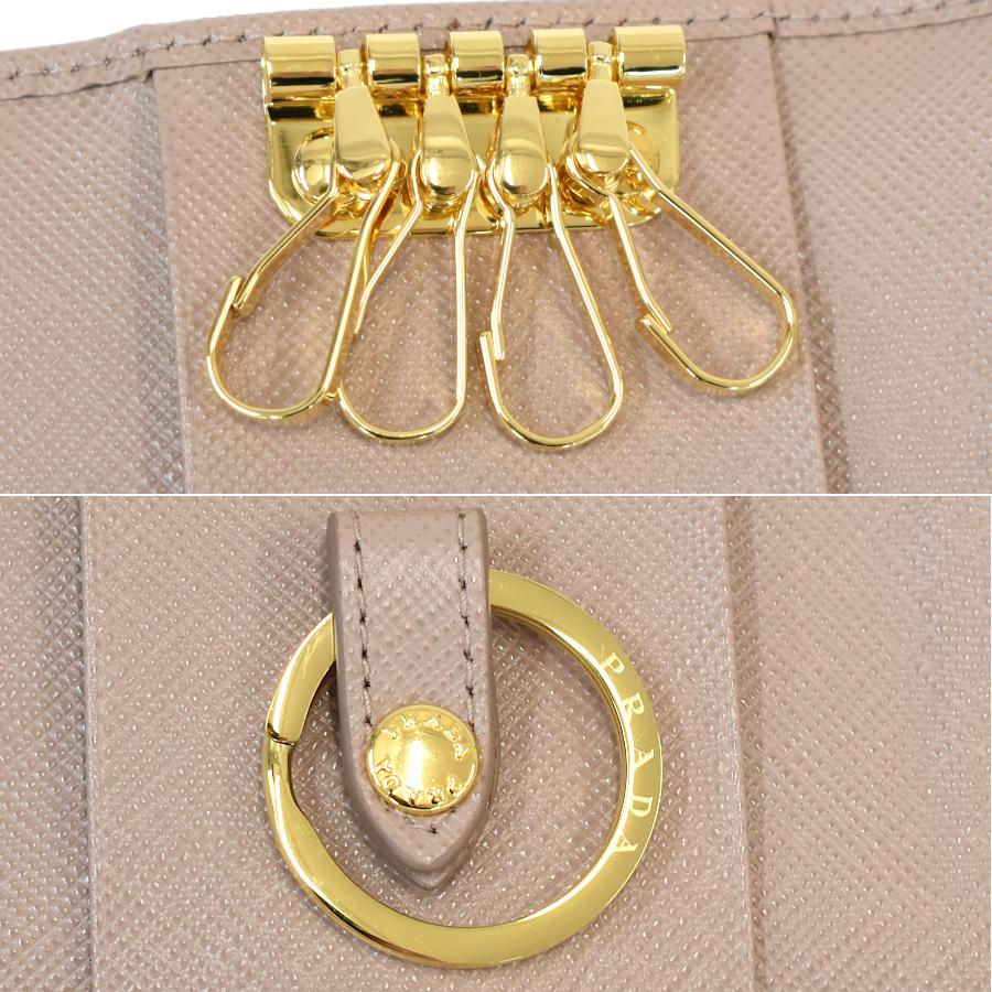 プラダ 4連 キーケース 1PG004 サフィアーノレザー ピンクベージュ メタルレタリングロゴ PRADA PRADA（プラダ） 新品同様 4連 キーケース 1PG004 サフィアーノレザー