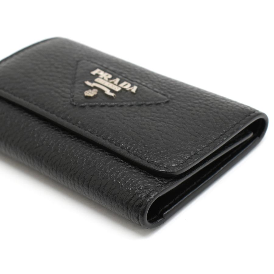 美品/現行✨プラダ NFCチップ キーケース4連 ブラック 黒 レザー PRADA（プラダ） 新品同様 キーケース 4連 レザー ブラック