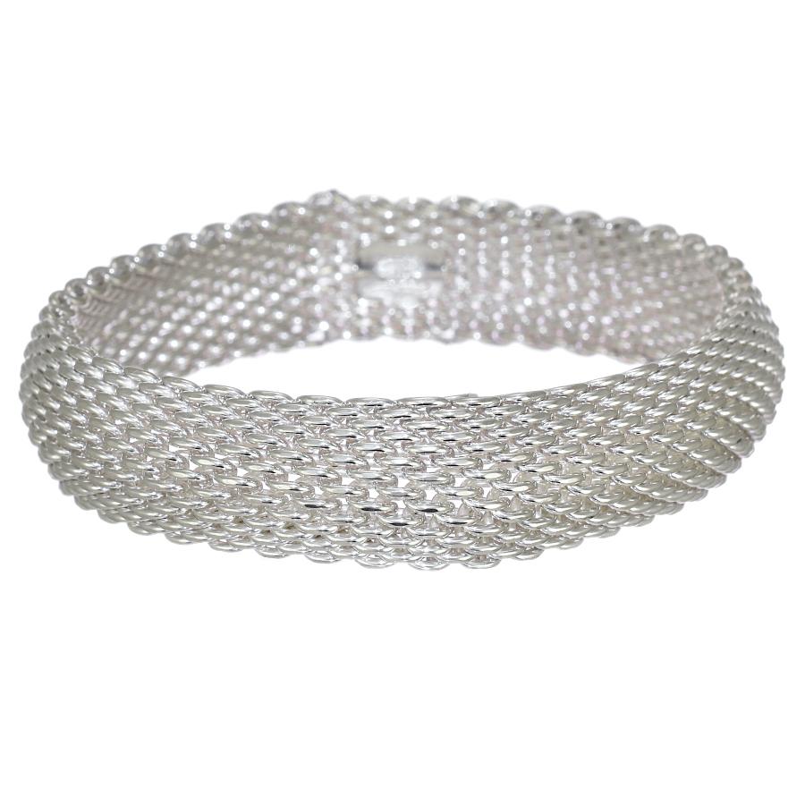 ティファニー サマセット メッシュ ハート バングル ブレスレット シルバー TIFFANY&Co.（ティファニー） 美品 925 サマセットハート メッシュ