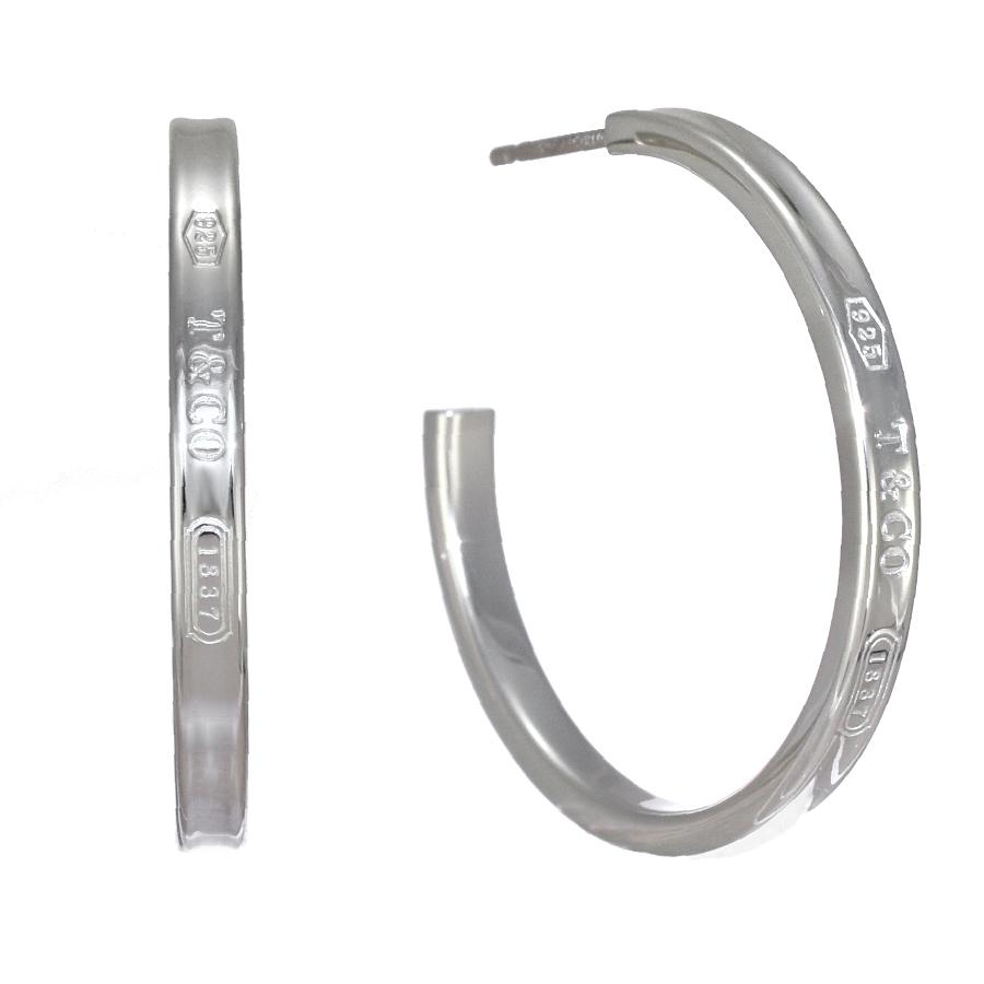 ★ティファニー　ナロー　フープ　ピアス　ミディアム　シルバー　両耳　美品 ☆ティファニー ナロー フープ ピアス ミディアム シルバー 両耳 美品