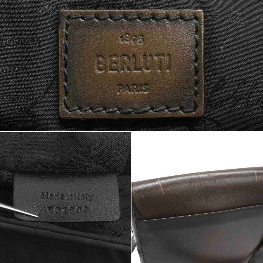 ベルルッティ エブリデイ レザー クロスボディ メッセンジャー ショルダーバッグ スクリット カリグラフィ 茶 BERLUTI_8