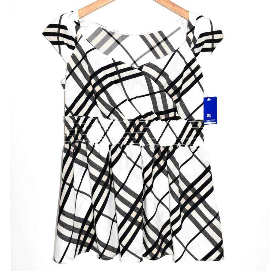 22人気no 1の 中古 送料無料 未使用品 レディースアパレル 女性 未使用品 Label Blue Burberry ホワイト チェック サイズ 36 レディース カシュクールチュニック ブルーレーベル バーバリー ワンピース チュニック Carbonfreedining Org