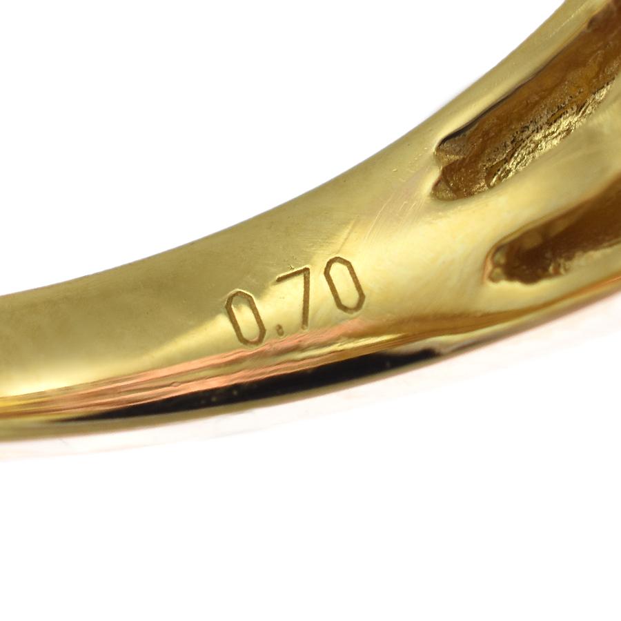 新品同様 クロス リング 指輪 K18イエローゴールド ダイヤモンド 0.7ct 